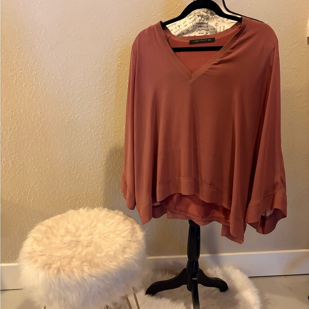 Zara V-Neck Blouse in Rust